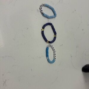 Blue and White Beaded Bracelet Set